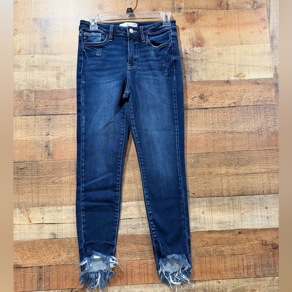 KanCan Dark Blue Distressed Ankle Jeans Size 7